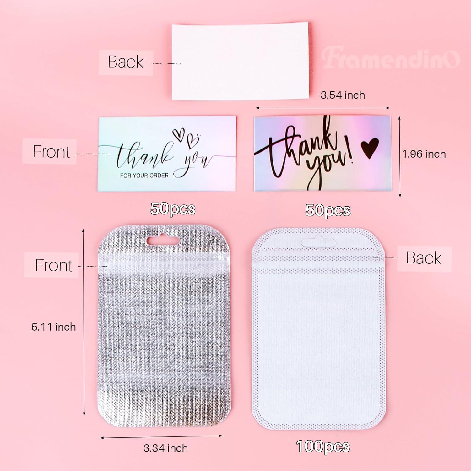 Bolsas Reutilizables Framendino 100 Unidades 13x8.5cm con Tarjetas