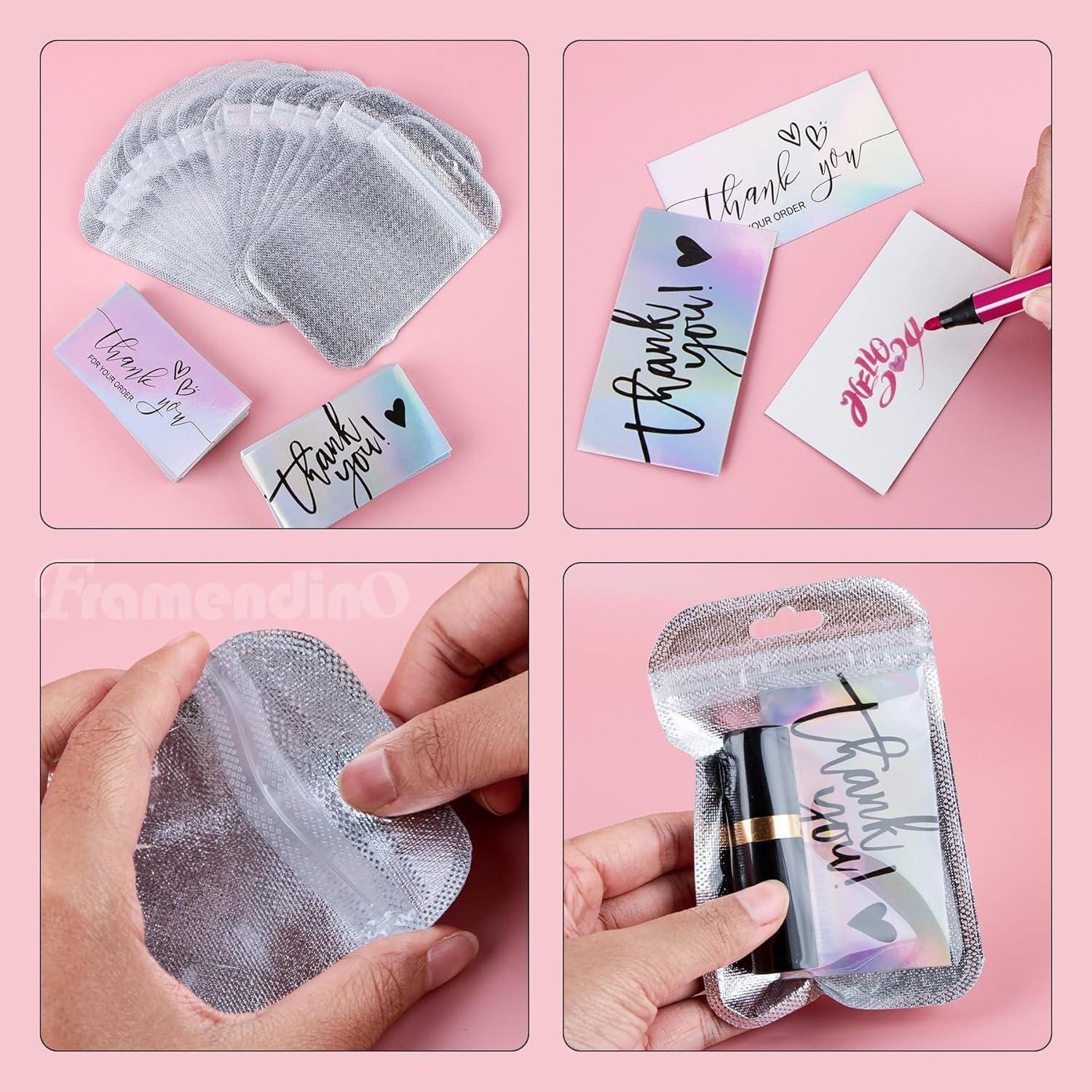 Bolsas Reutilizables Framendino 100 Unidades 13x8.5cm con Tarjetas