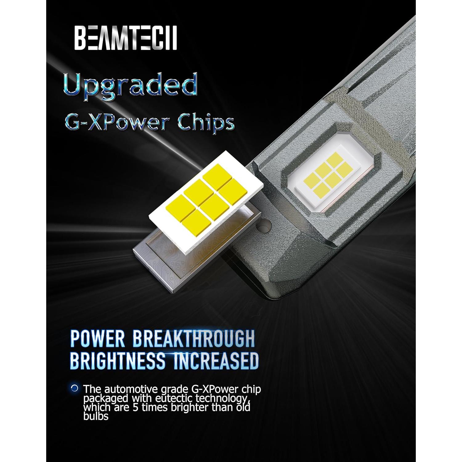 Bombillas LED H7 BEAMTECH 6500K 500% más brillantes - 2 unidades