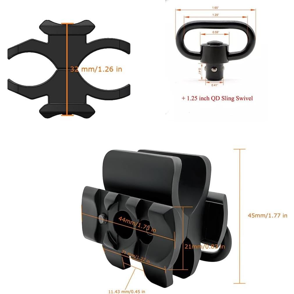 Abrazadera de cañón 12Ga GOTCIAL con gancho QD y riel Picatinny