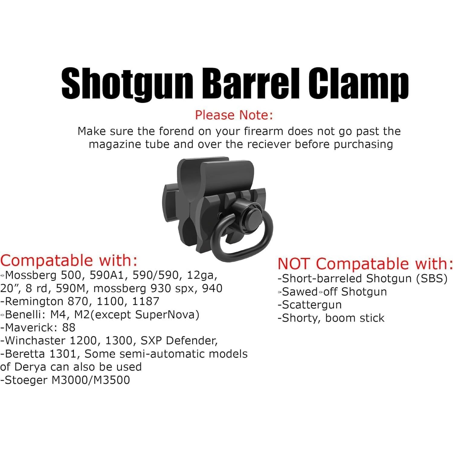 Abrazadera de cañón 12Ga GOTCIAL con gancho QD y riel Picatinny