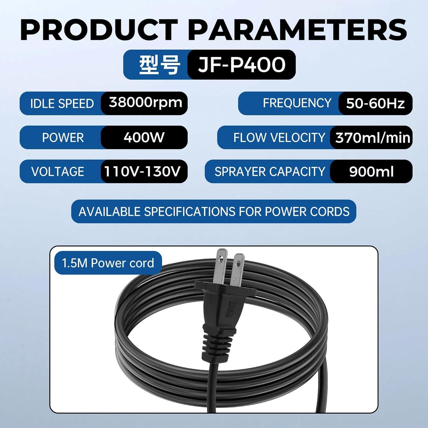 Pulverizador de Pintura JFtools 1200W 900ml HVLP Ajustable