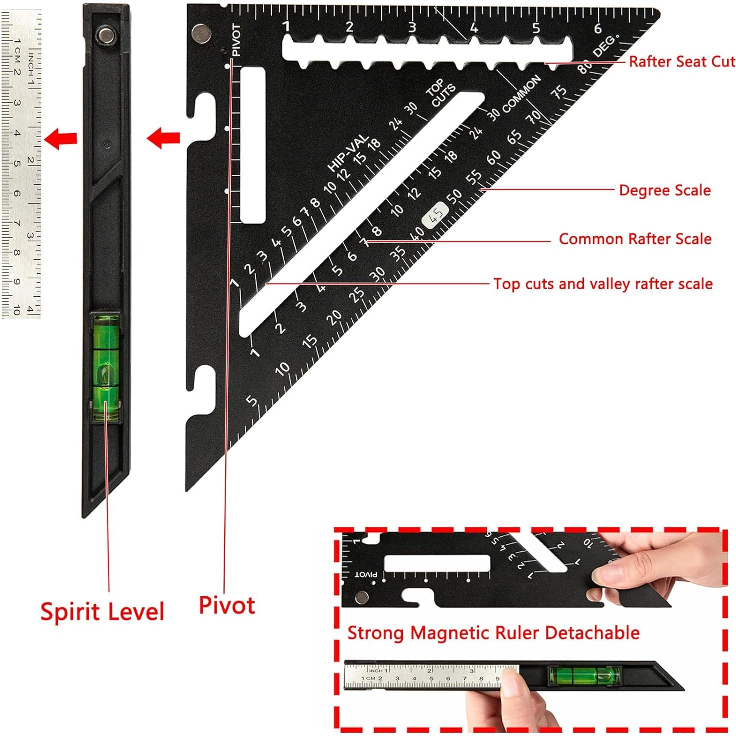 Escuadra de 17.8 cm Beslands con Nivel y Regla de Acero Inoxidable