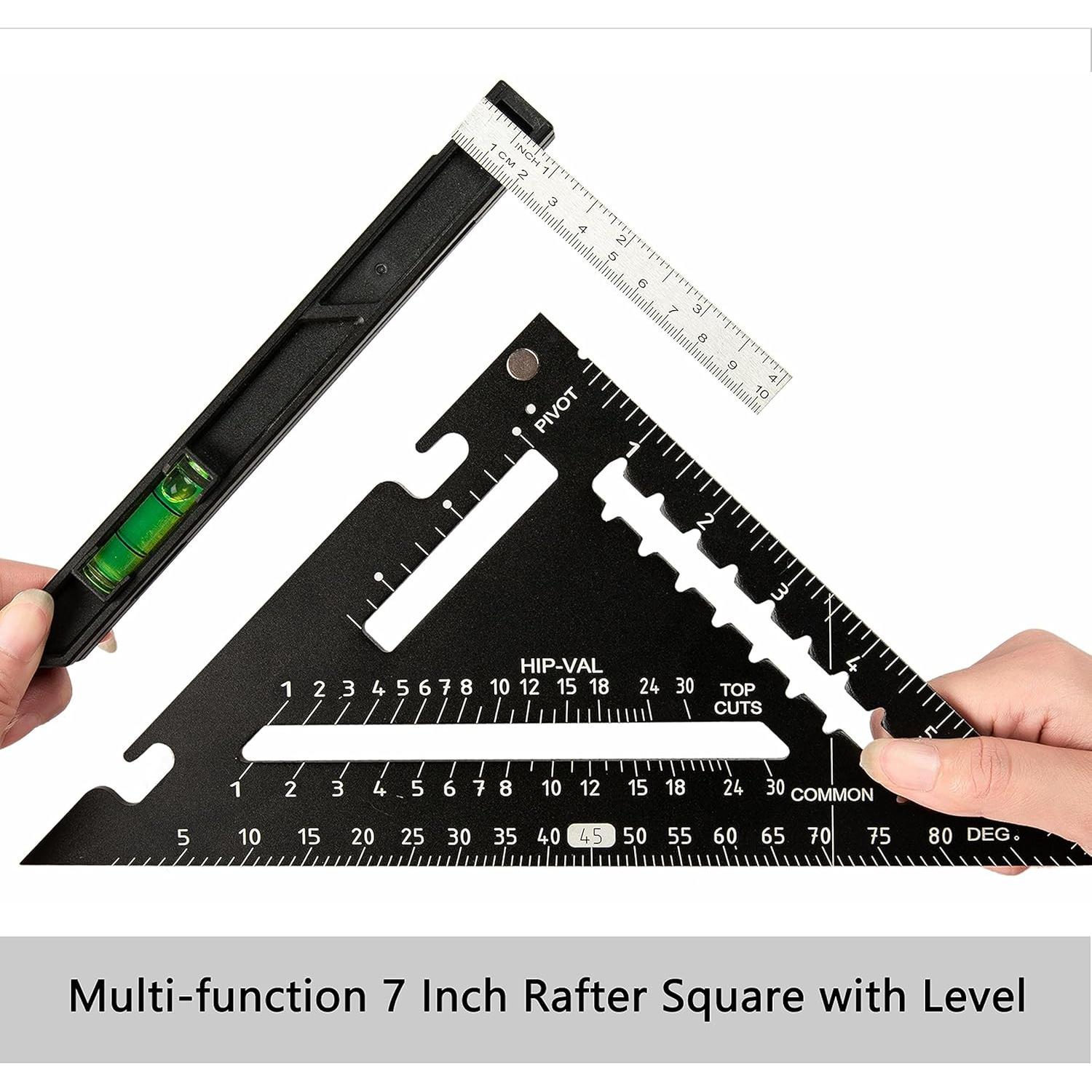 Escuadra de 17.8 cm Beslands con Nivel y Regla de Acero Inoxidable