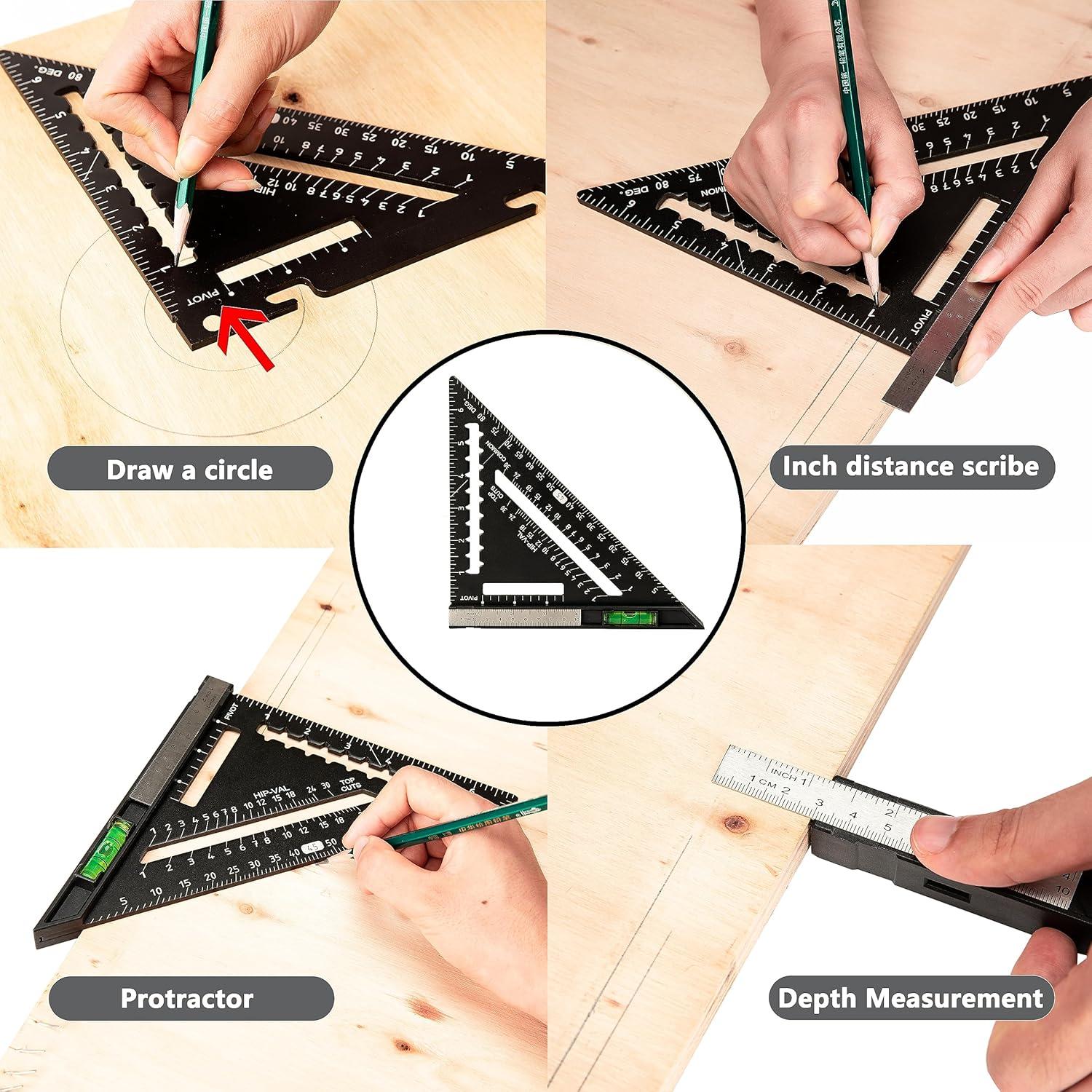 Escuadra de 17.8 cm Beslands con Nivel y Regla de Acero Inoxidable