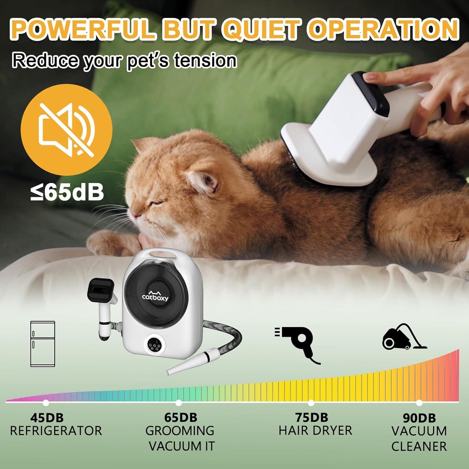 Kit Acicalamiento Mascotas Catboxy 2 en 1 Aspiradora y Secador