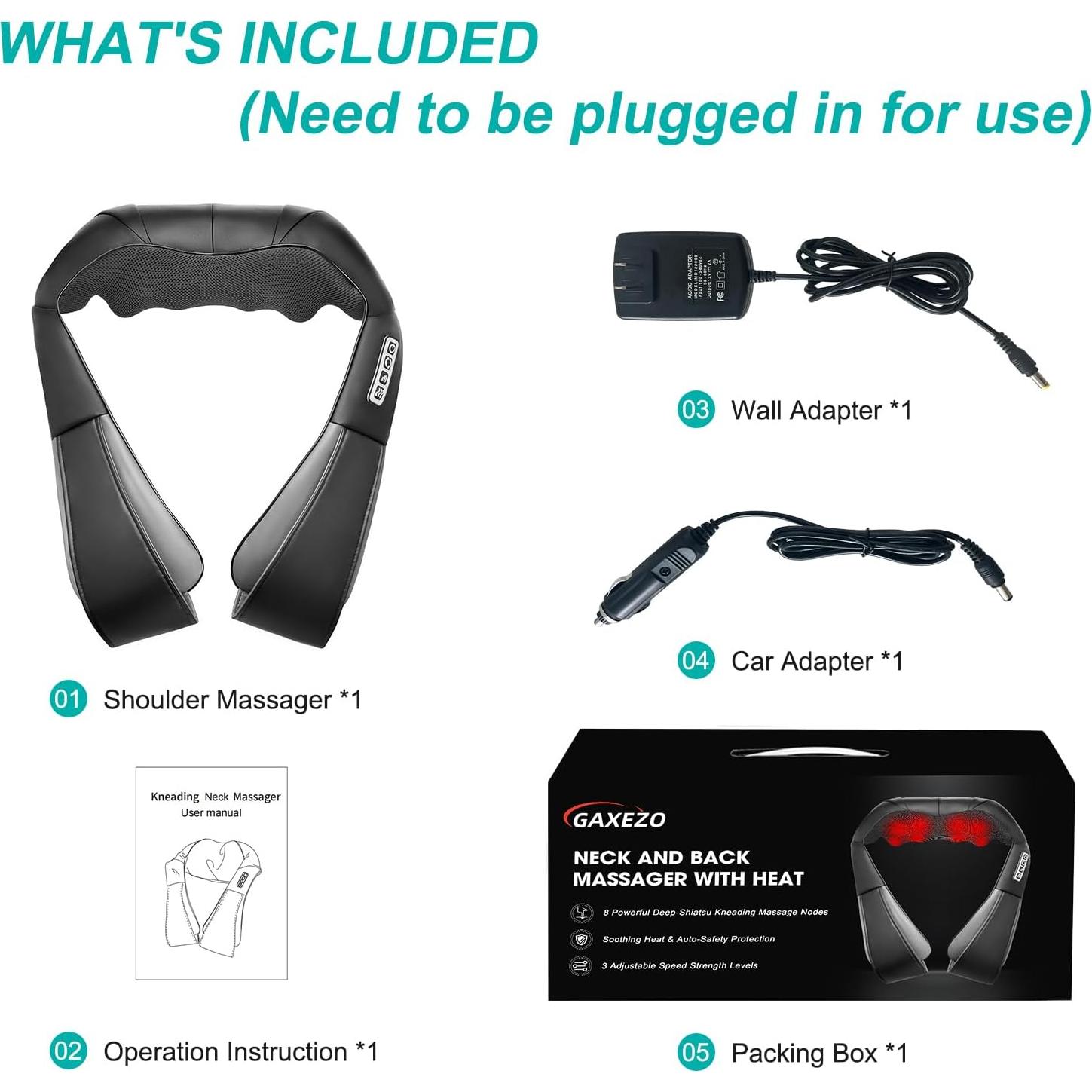 Masajeador de Espalda y Cuello GAXEZO Shiatsu 4D con Calor