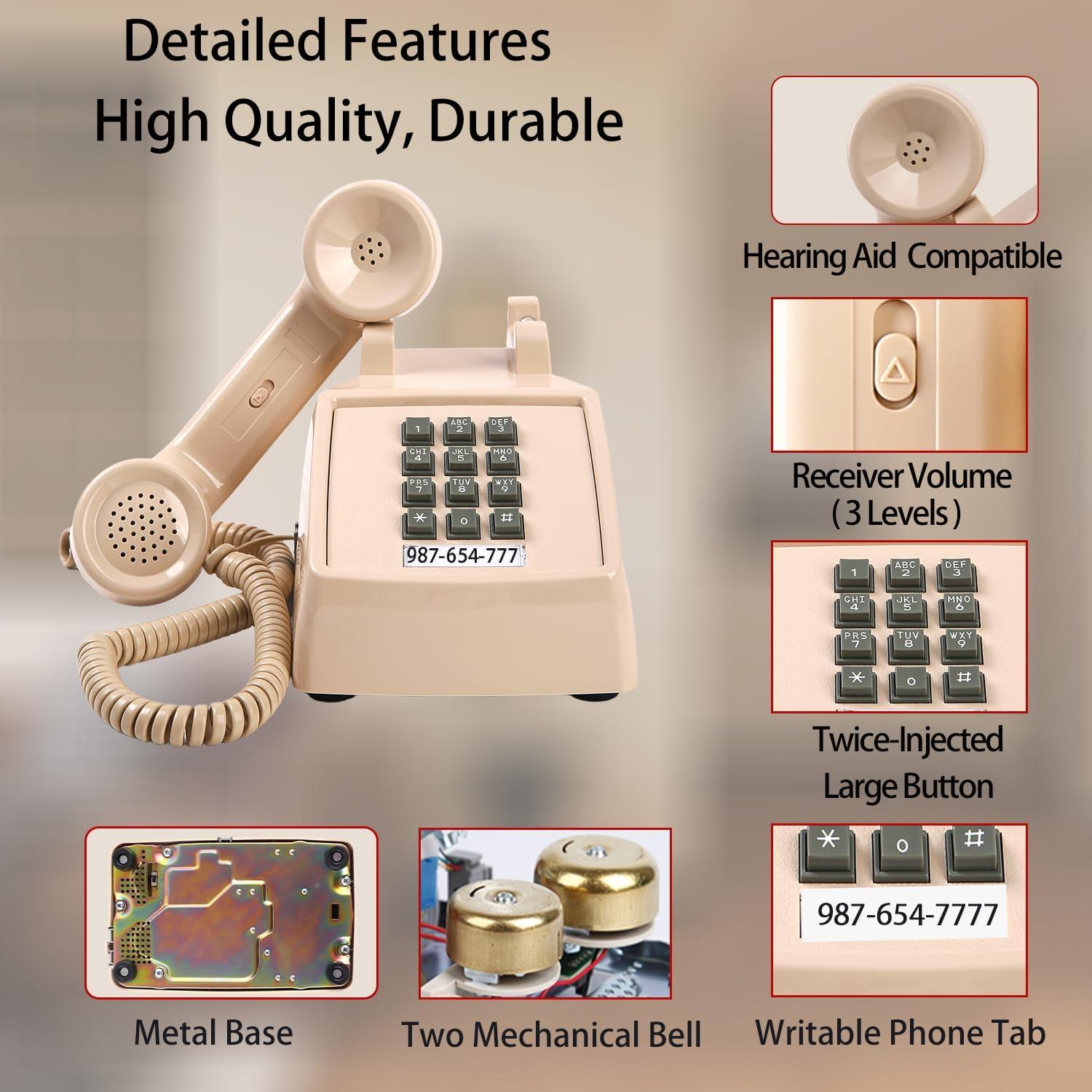 Teléfono de Escritorio Retro Beige Tradicional Americano 2500