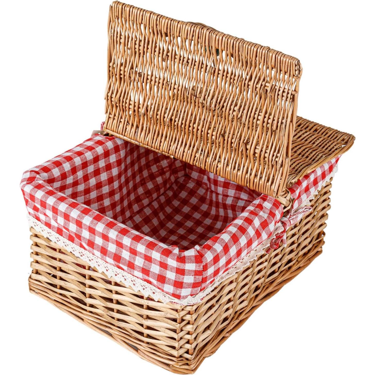 Cesta de Picnic Rectangular THY Collectibles con Forro Lavable
