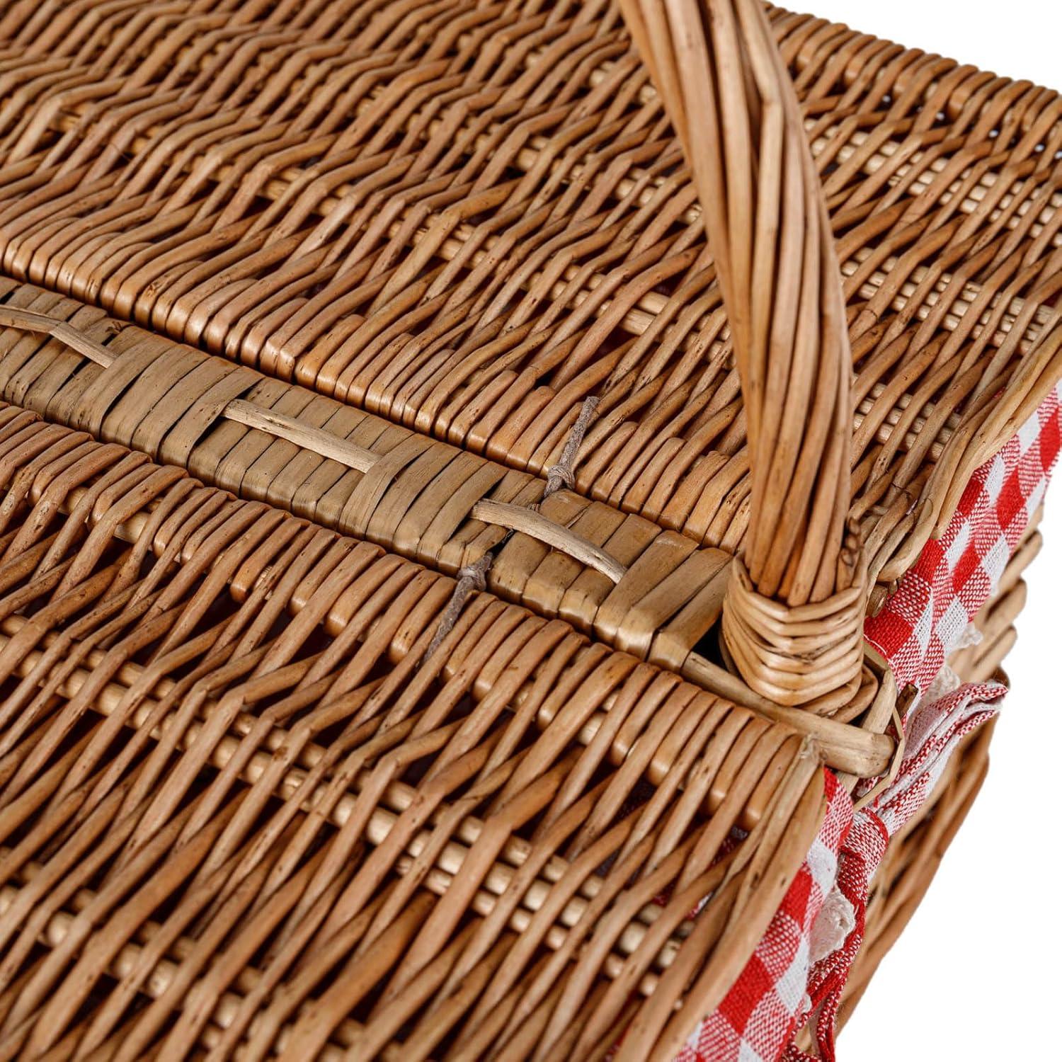 Cesta de Picnic Rectangular THY Collectibles con Forro Lavable