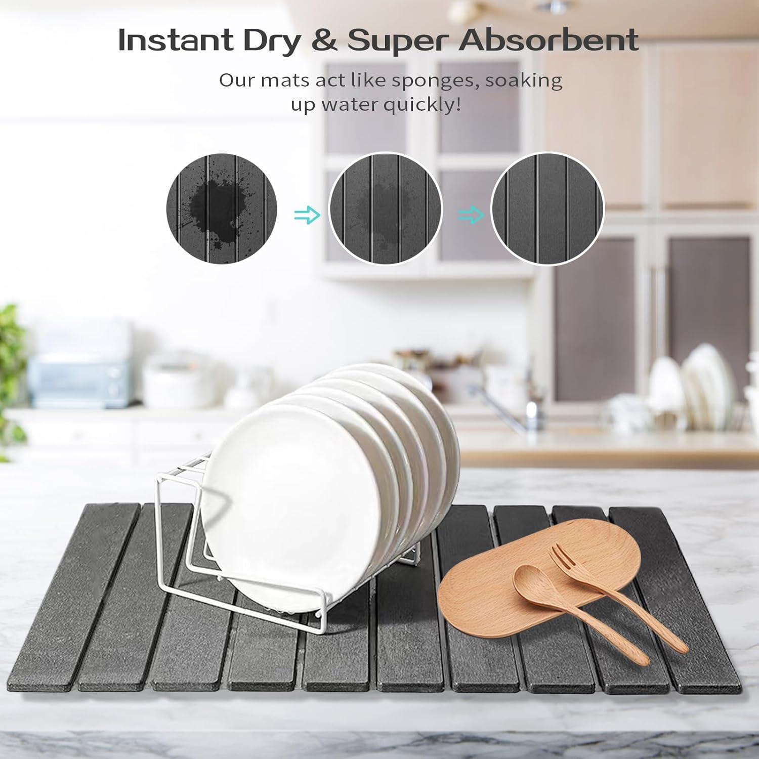 Alfombrilla de Secado de Platos BELLPO 61x41 cm Ecológica Gris