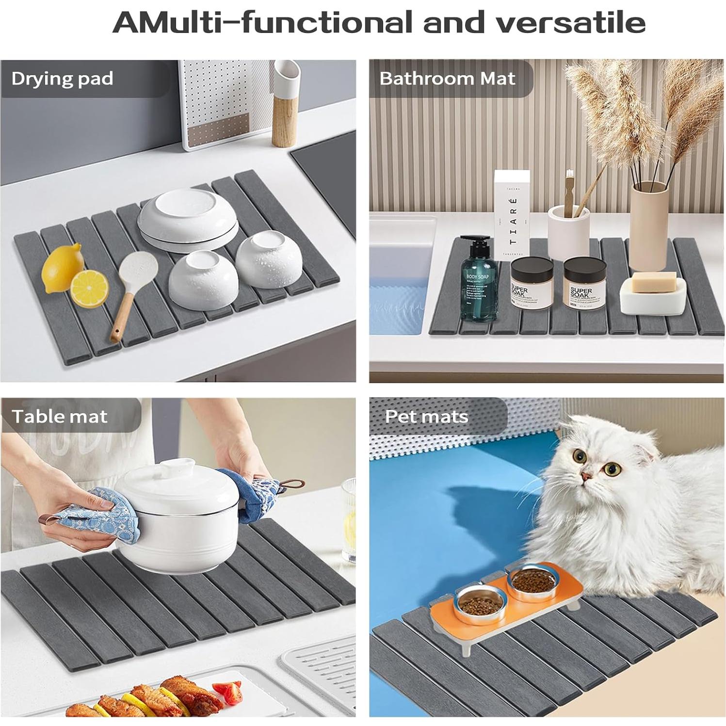 Alfombrilla de Secado de Platos BELLPO 61x41 cm Ecológica Gris