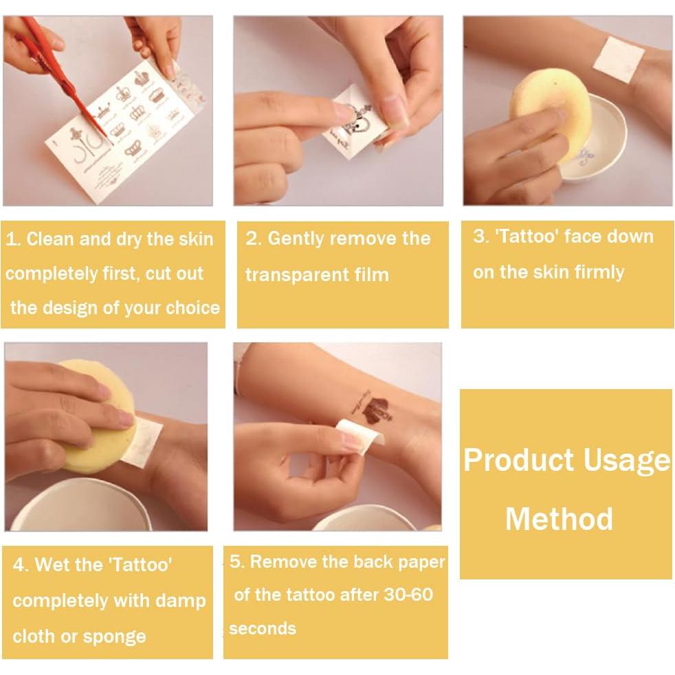 10 Hojas Tatuajes Temporales Henna Marrón PPVWEY - Fáciles de Usar