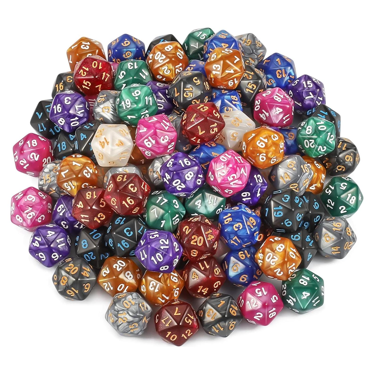 Dados Poliedricos CiaraQ 100 Pcs D20 para Juegos de Rol