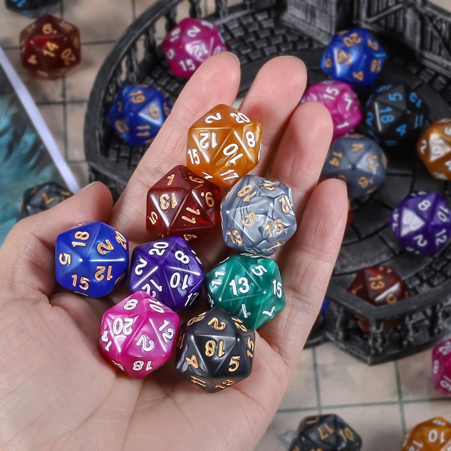 Dados Poliedricos CiaraQ 100 Pcs D20 para Juegos de Rol