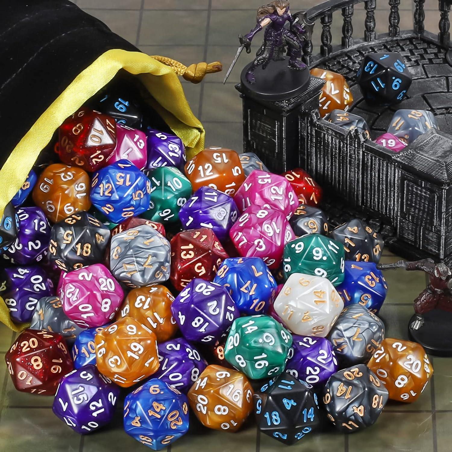 Dados Poliedricos CiaraQ 100 Pcs D20 para Juegos de Rol