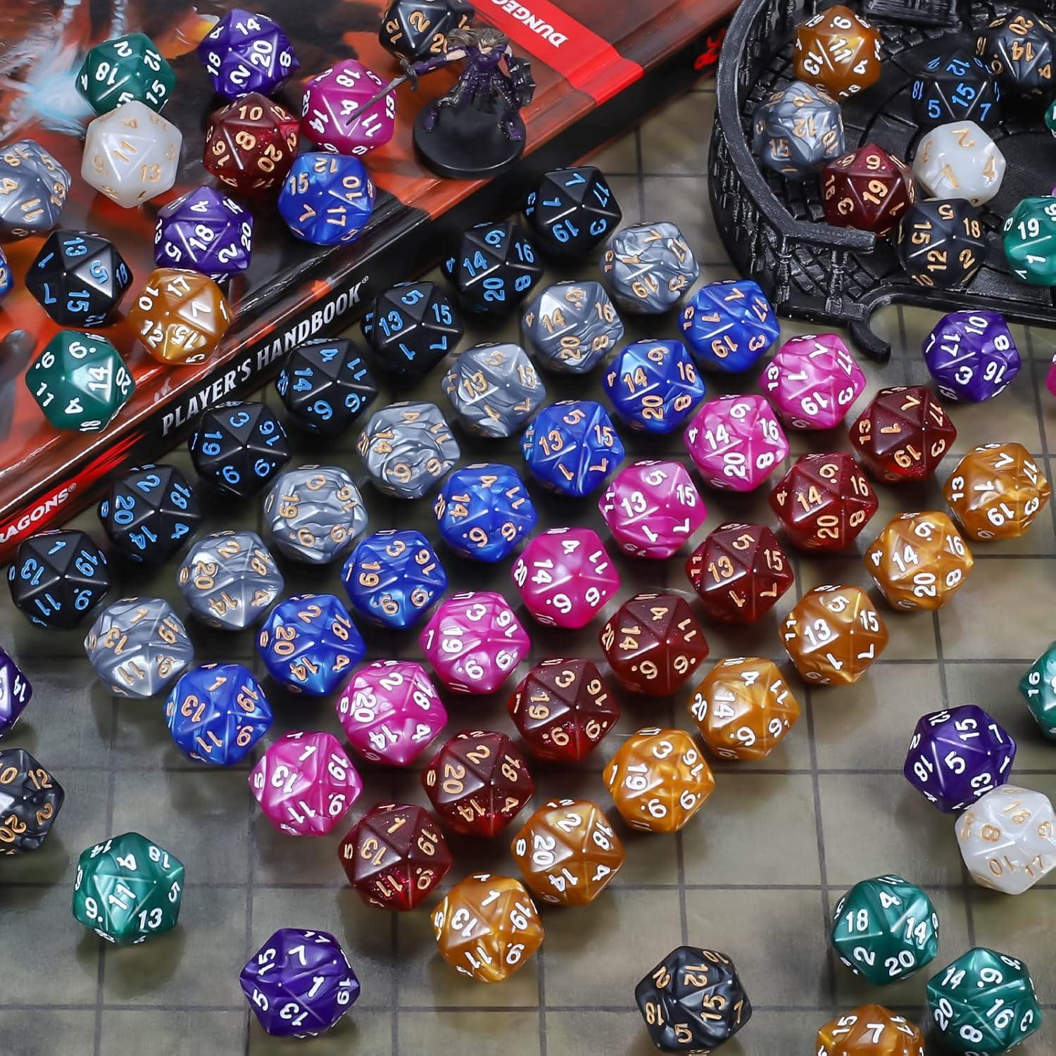 Dados Poliedricos CiaraQ 100 Pcs D20 para Juegos de Rol