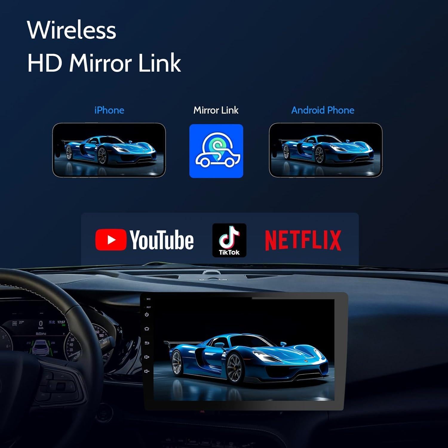 Estéreo de coche Haudio 10.1" Doble Din CarPlay Android Auto