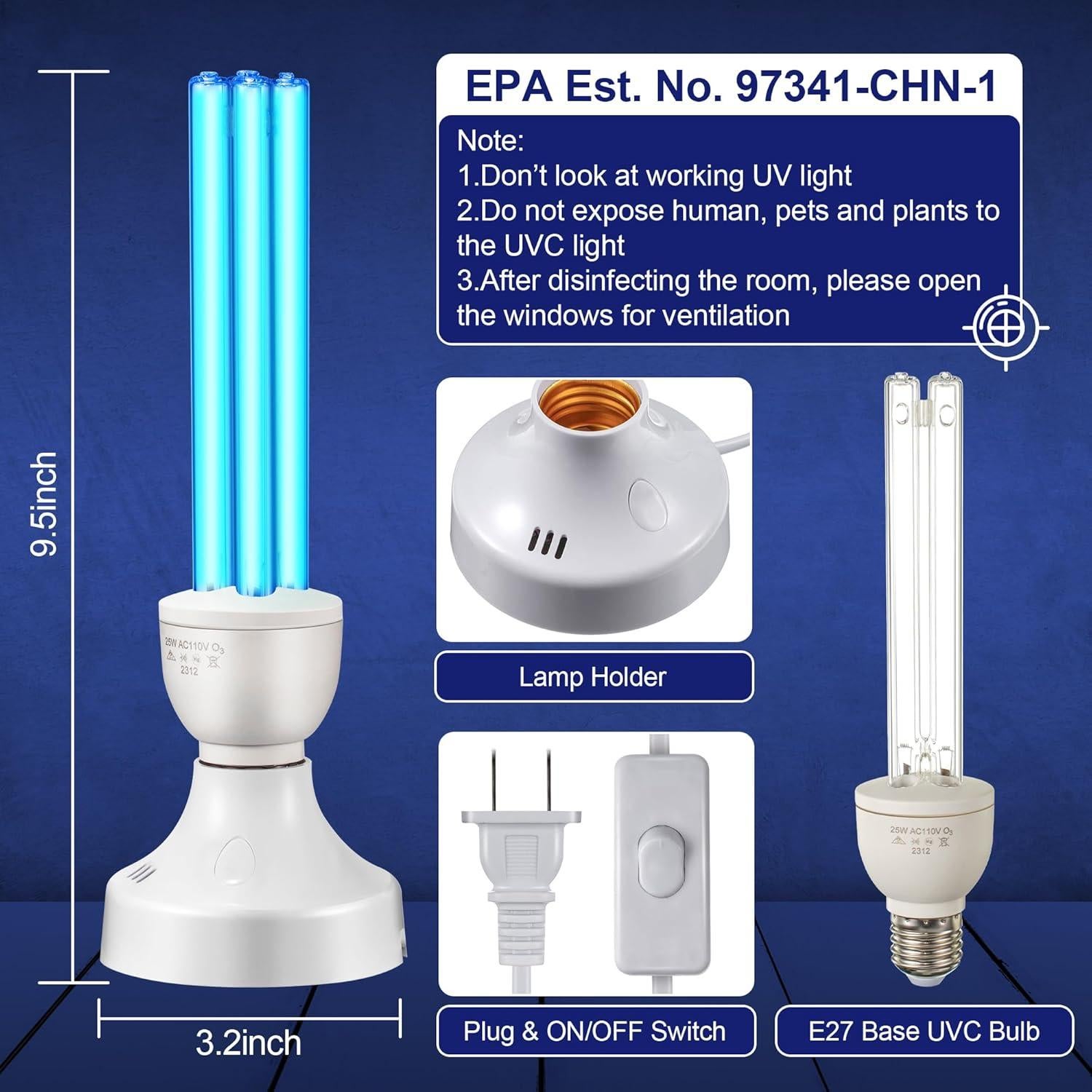 Lámpara UV Eficiente Qualirey 25W con Control Remoto y Ozono