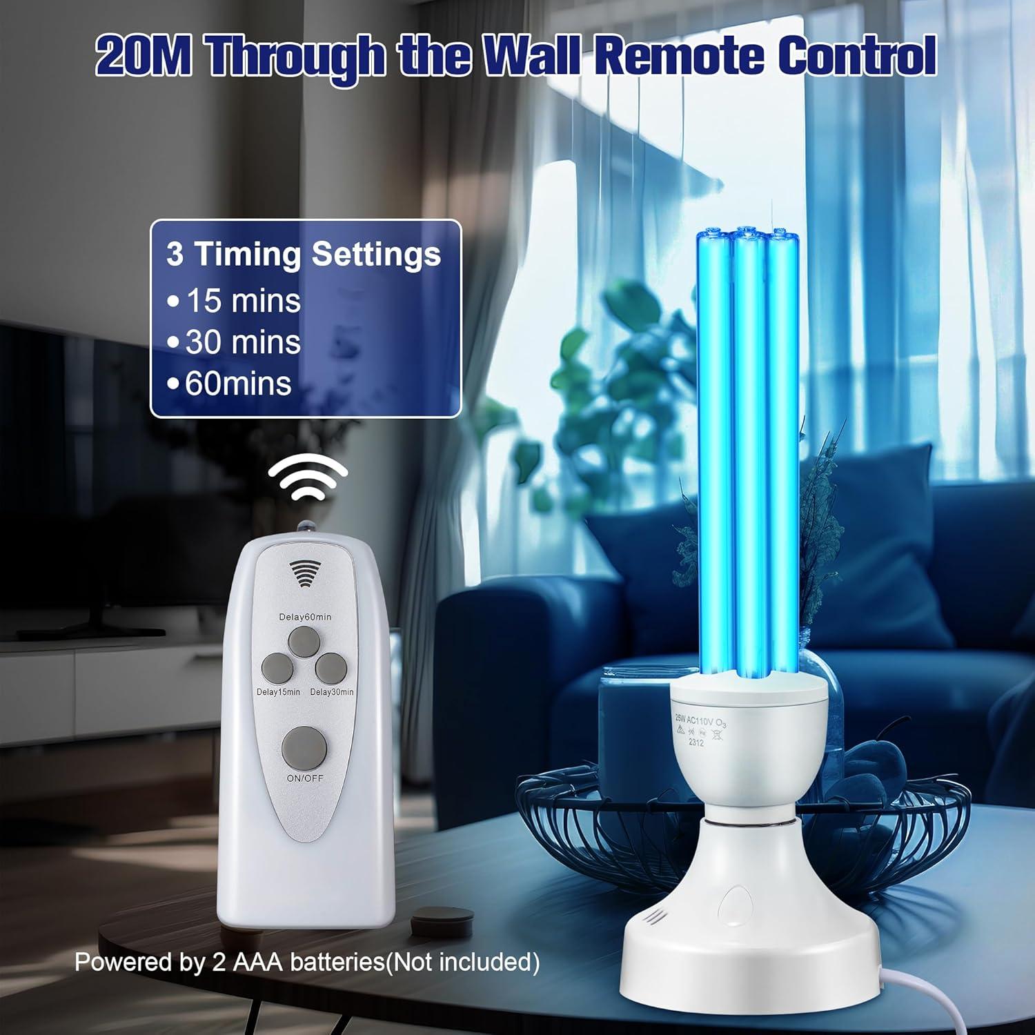 Lámpara UV Eficiente Qualirey 25W con Control Remoto y Ozono