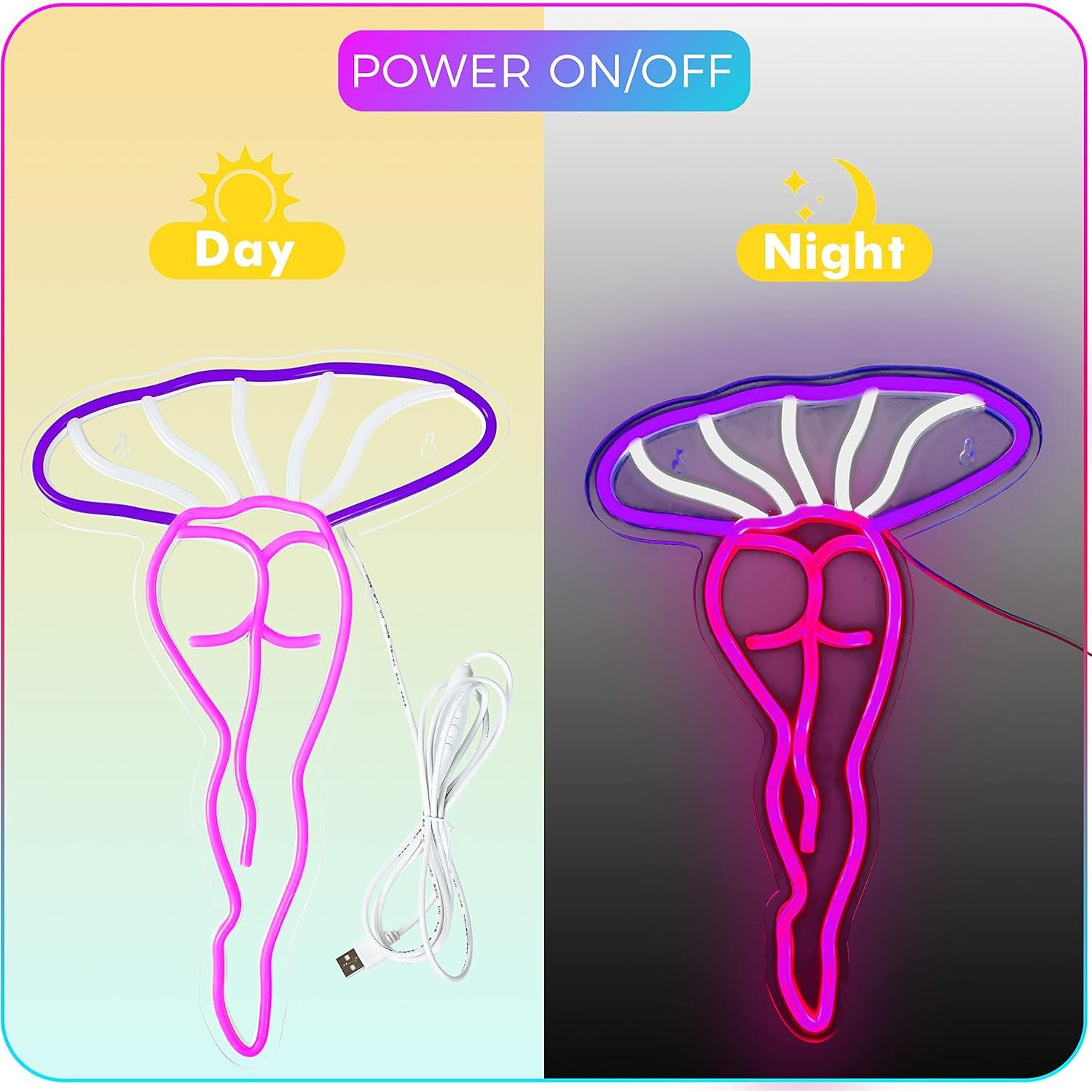 Luz de Noche LED Neón Hongo Dama Artlast 40x26cm USB