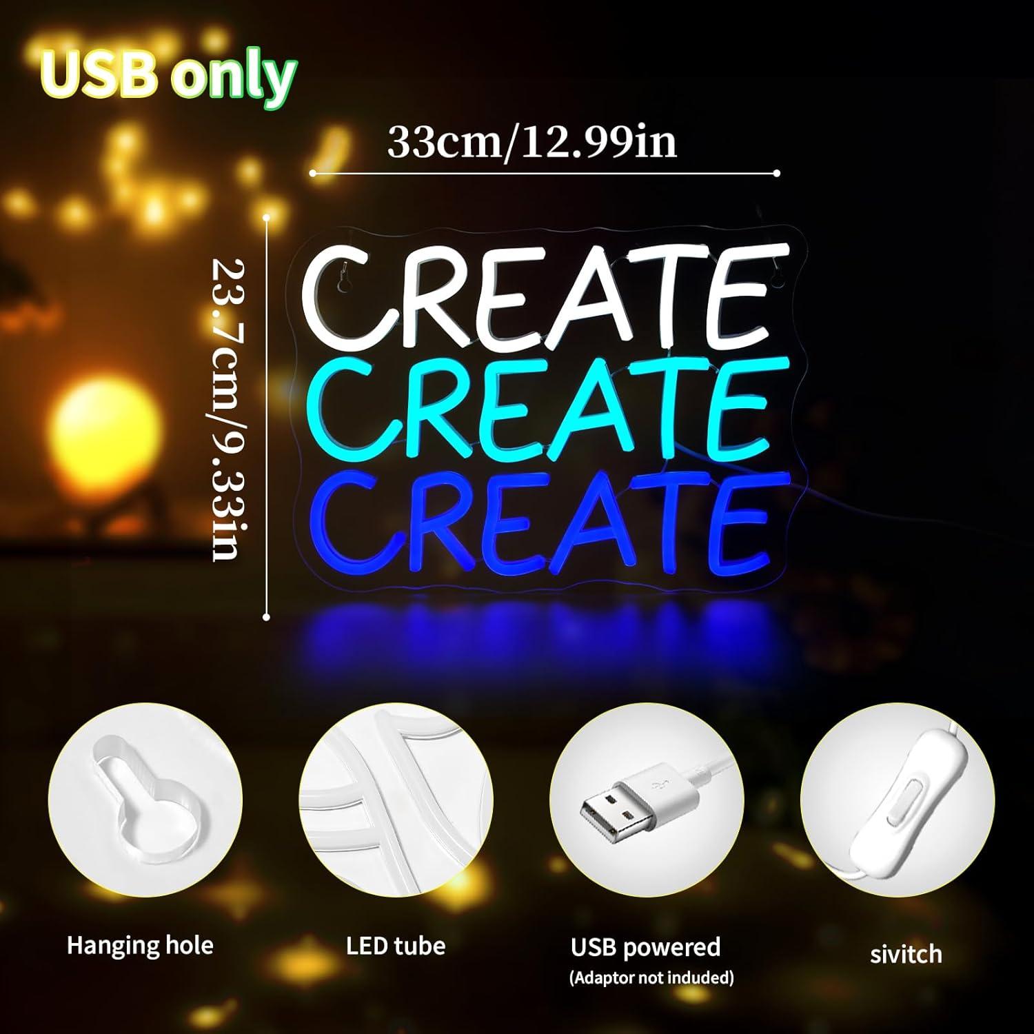 Letrero de Neón LED Qetibwk Corazón Azul 39x25 cm USB