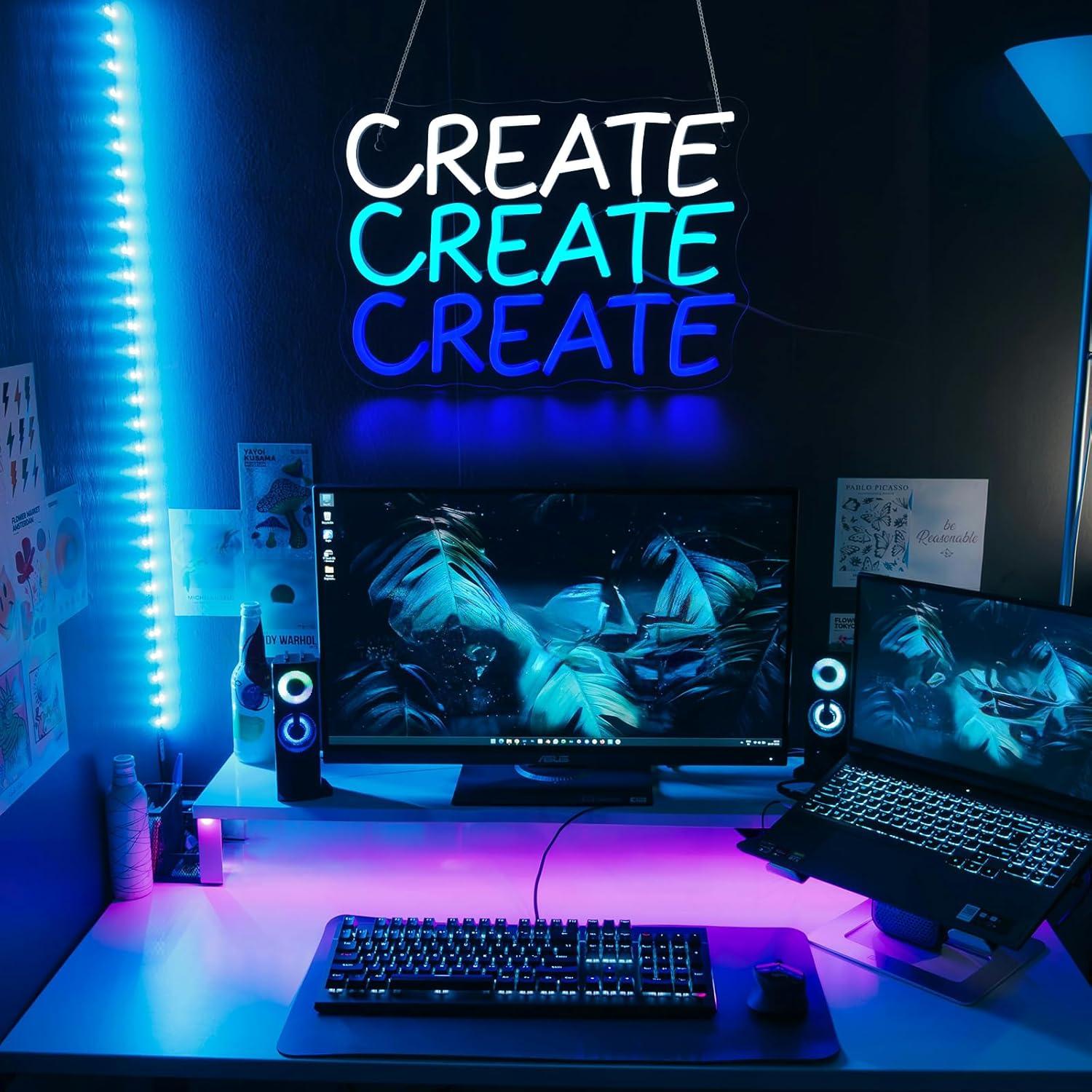 Letrero de Neón LED Qetibwk Corazón Azul 39x25 cm USB