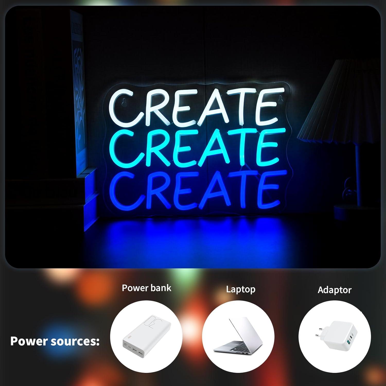 Letrero de Neón LED Qetibwk Corazón Azul 39x25 cm USB