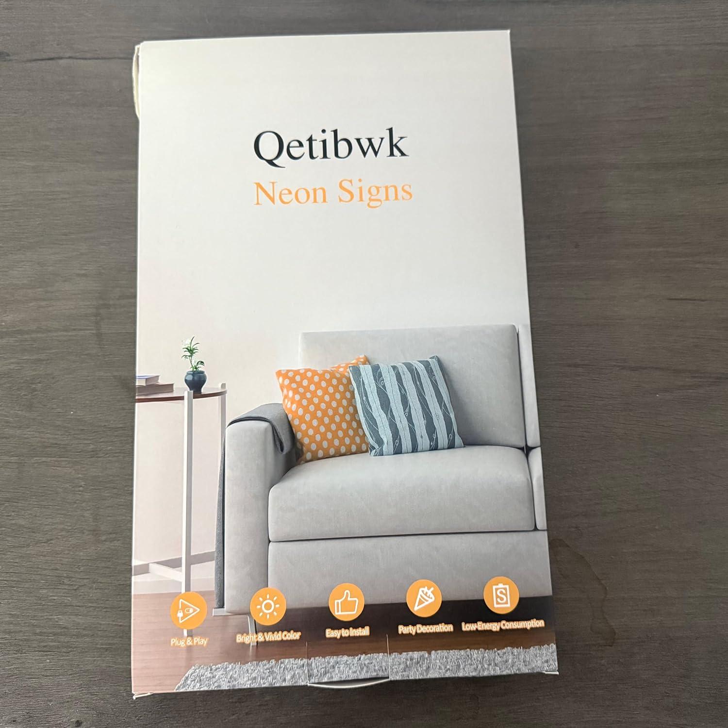 Letrero de Neón LED Qetibwk Corazón Azul 39x25 cm USB