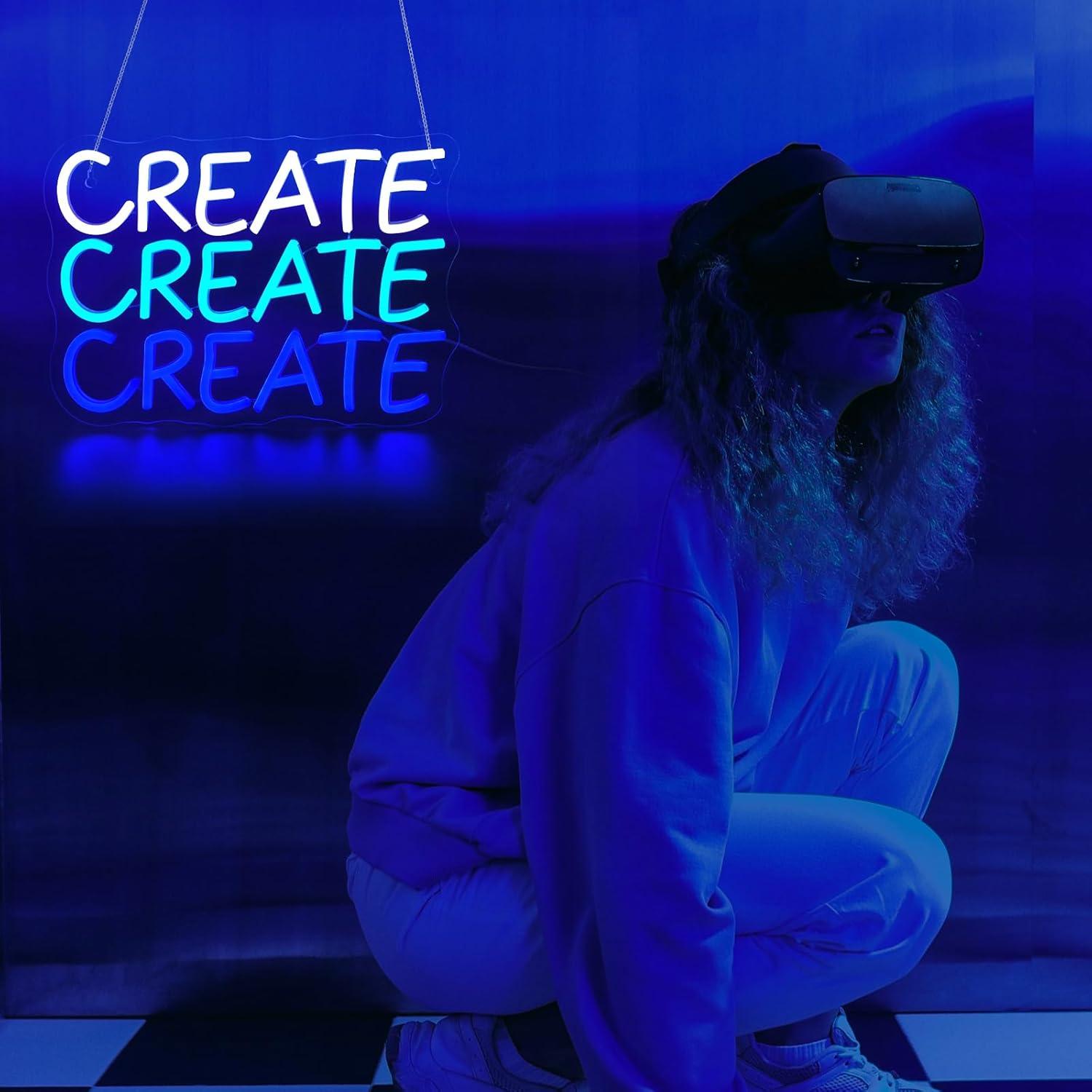 Letrero de Neón LED Qetibwk Corazón Azul 39x25 cm USB