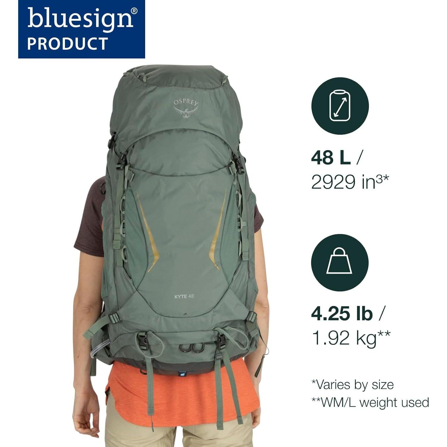 Mochila de Senderismo Osprey Kyte 48L para Mujeres Negra