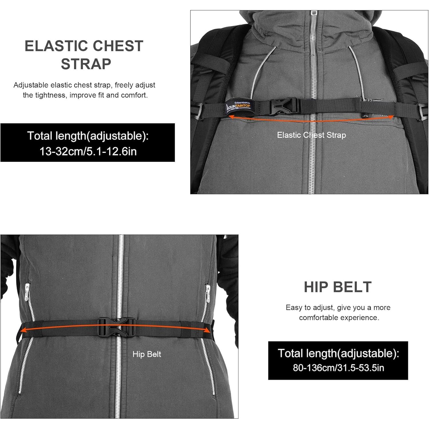 Mochila de Senderismo MOUNTAINTOP 25L Negra para Hombres y Mujeres