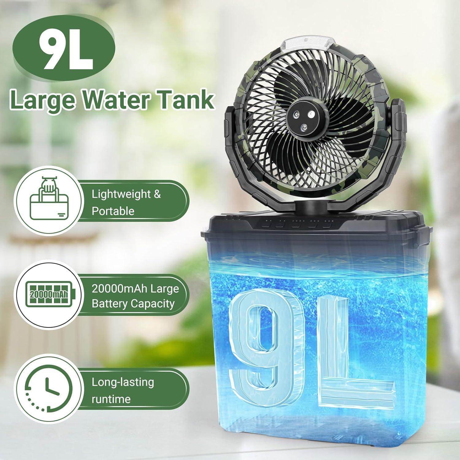 Ventilador de Nebulización Portátil Ruimos 9L 3 Velocidades