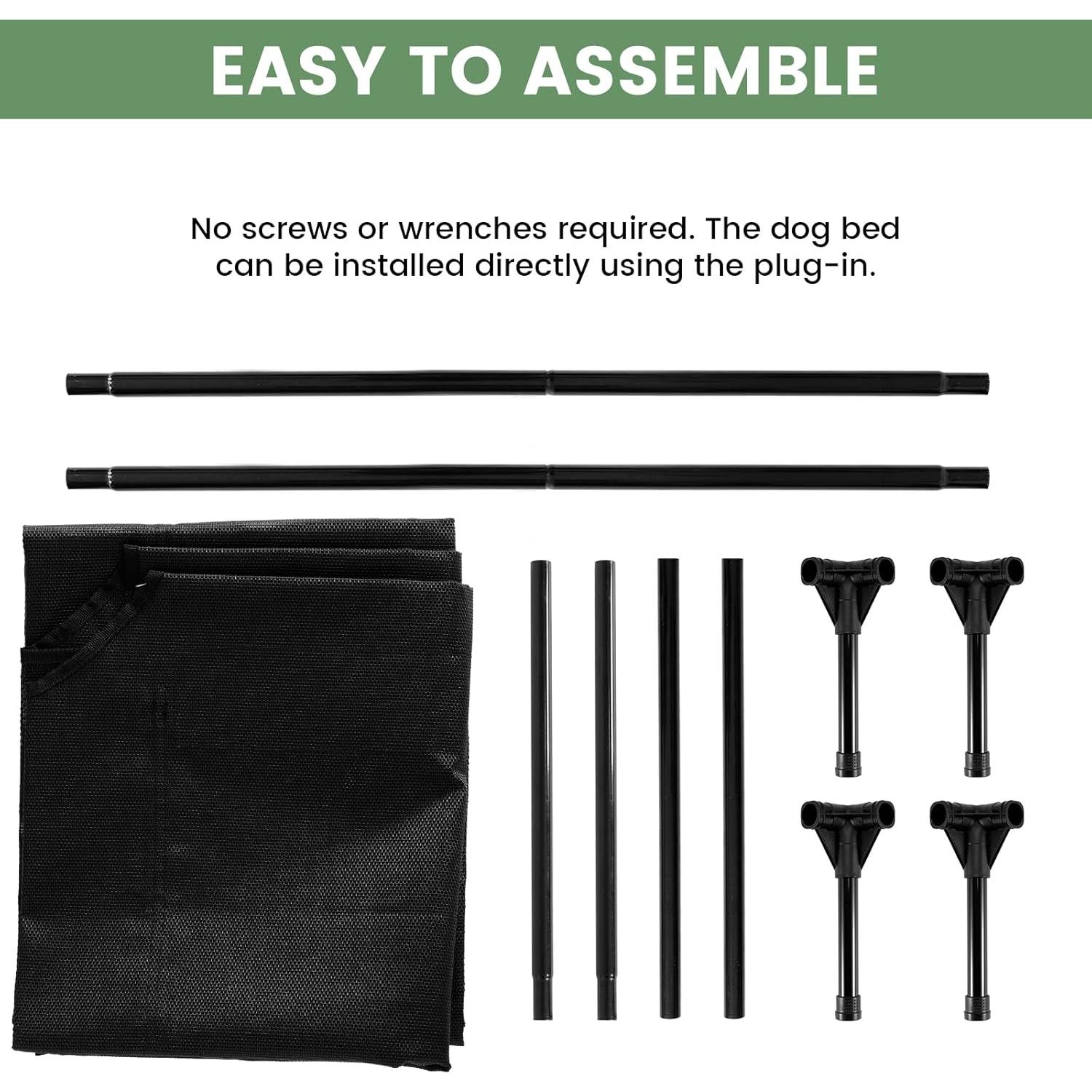 Cama Elevada para Perros PVY Mediana Negra 81x63 cm Malla Lavable