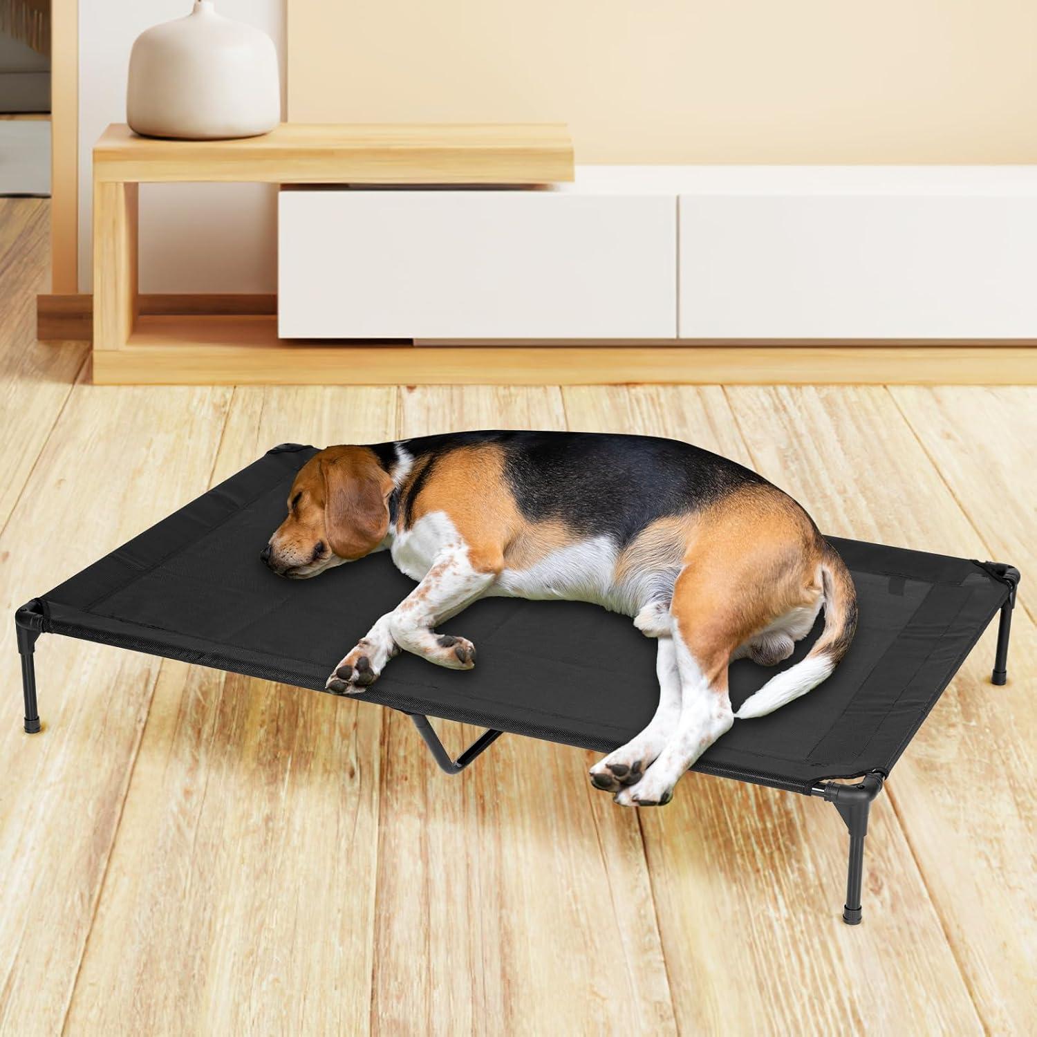 Cama Elevada para Perros PVY Mediana Negra 81x63 cm Malla Lavable