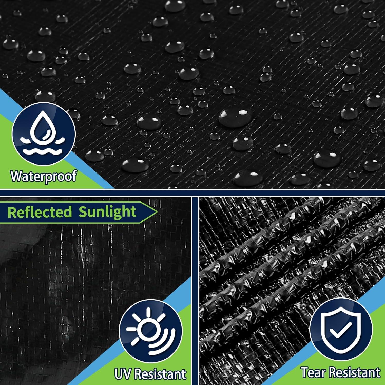 Lona Negra Impermeable CAMPMAC 6x8 Pies 12 Mil Resistente