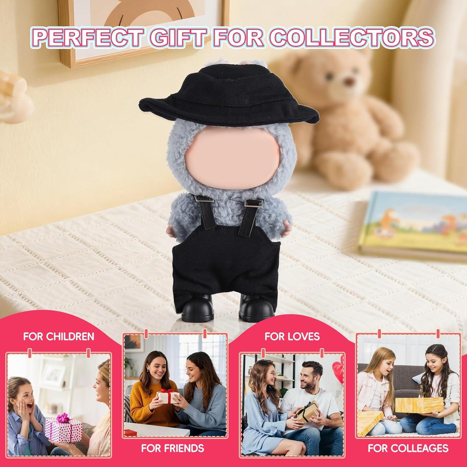 Conjunto de Ropa para Muñecas Labubu - Overoles Negros y Botas