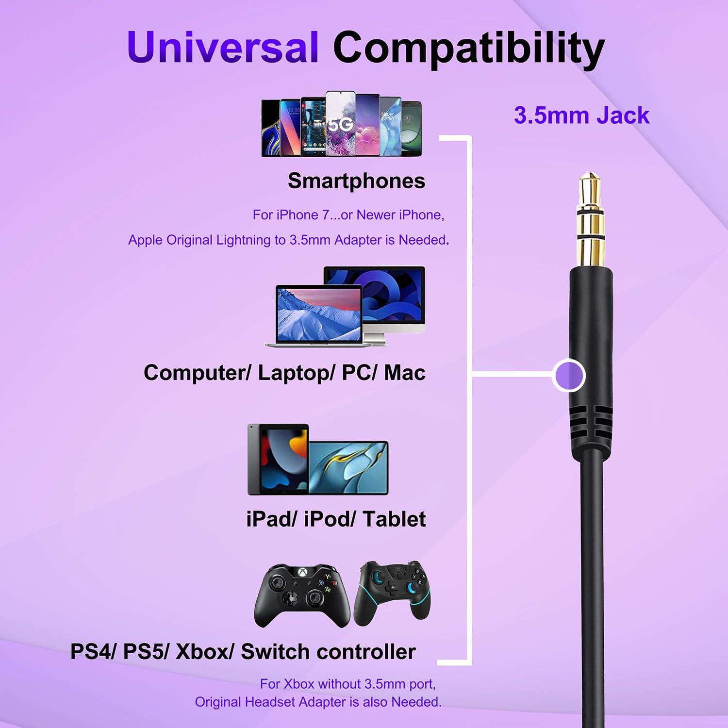 Cable de Audio Reemplazo Callez 2.5mm a 3.5mm para Bose y JBL