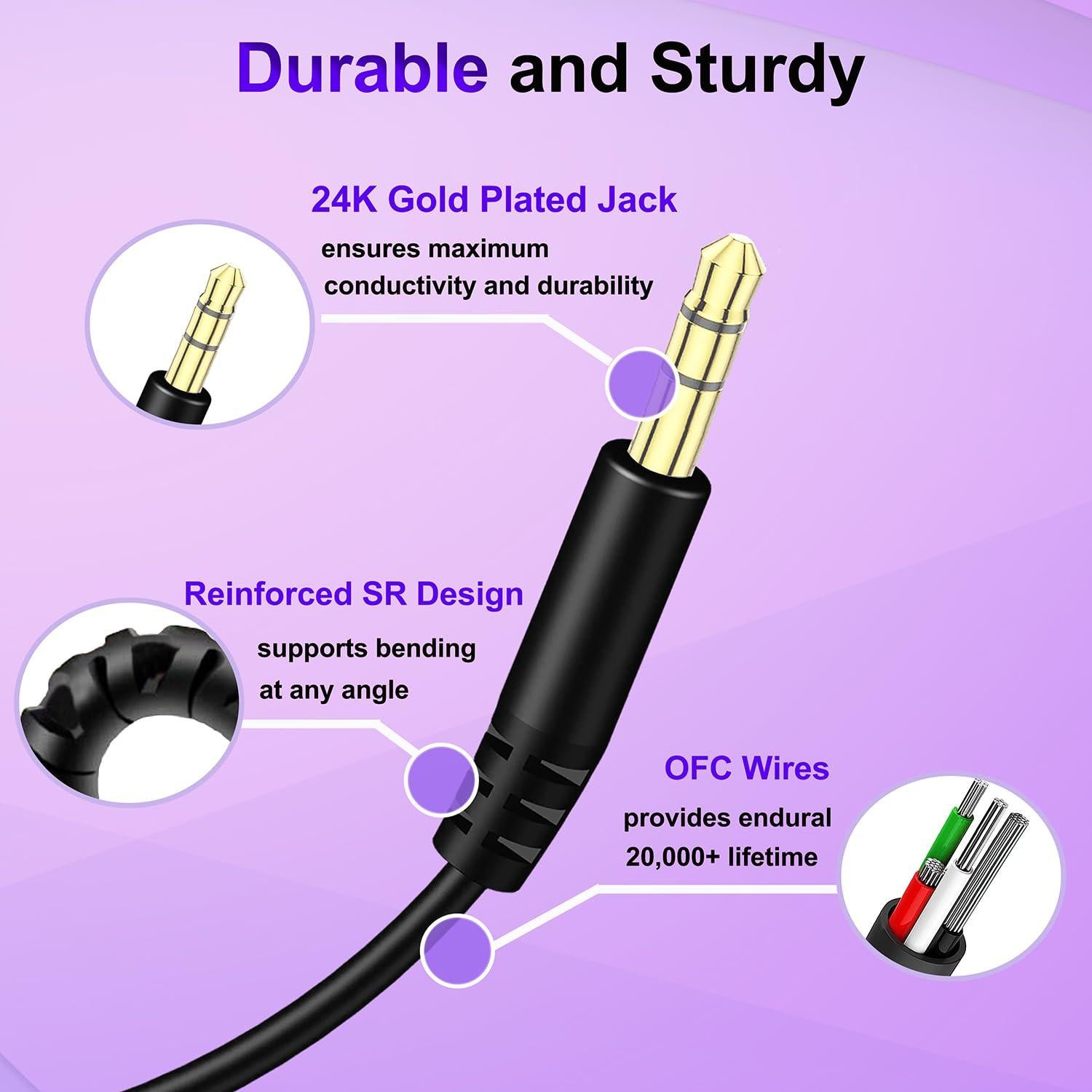 Cable de Audio Reemplazo Callez 2.5mm a 3.5mm para Bose y JBL