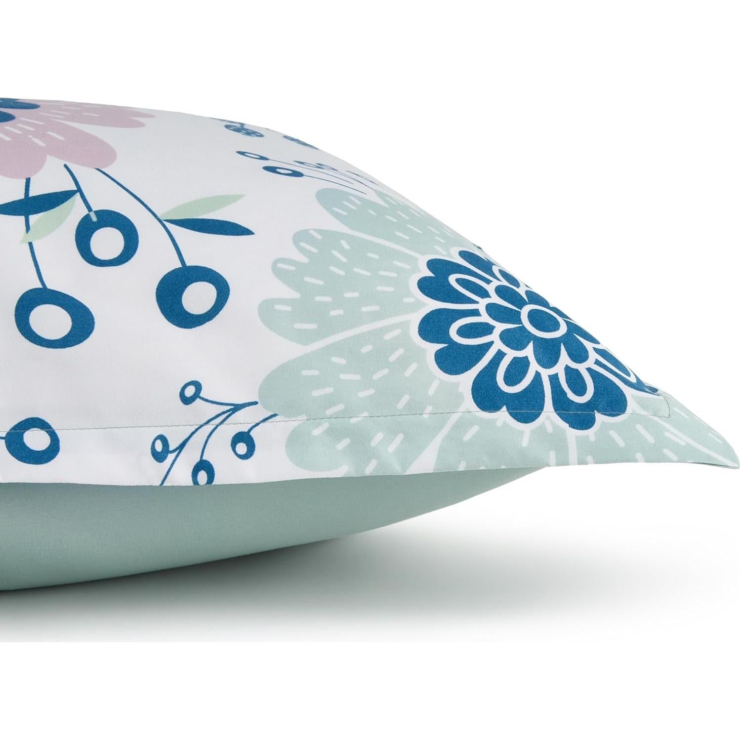 Juego de Edredón Individual Amazon Basics Floral Rosa Azulado