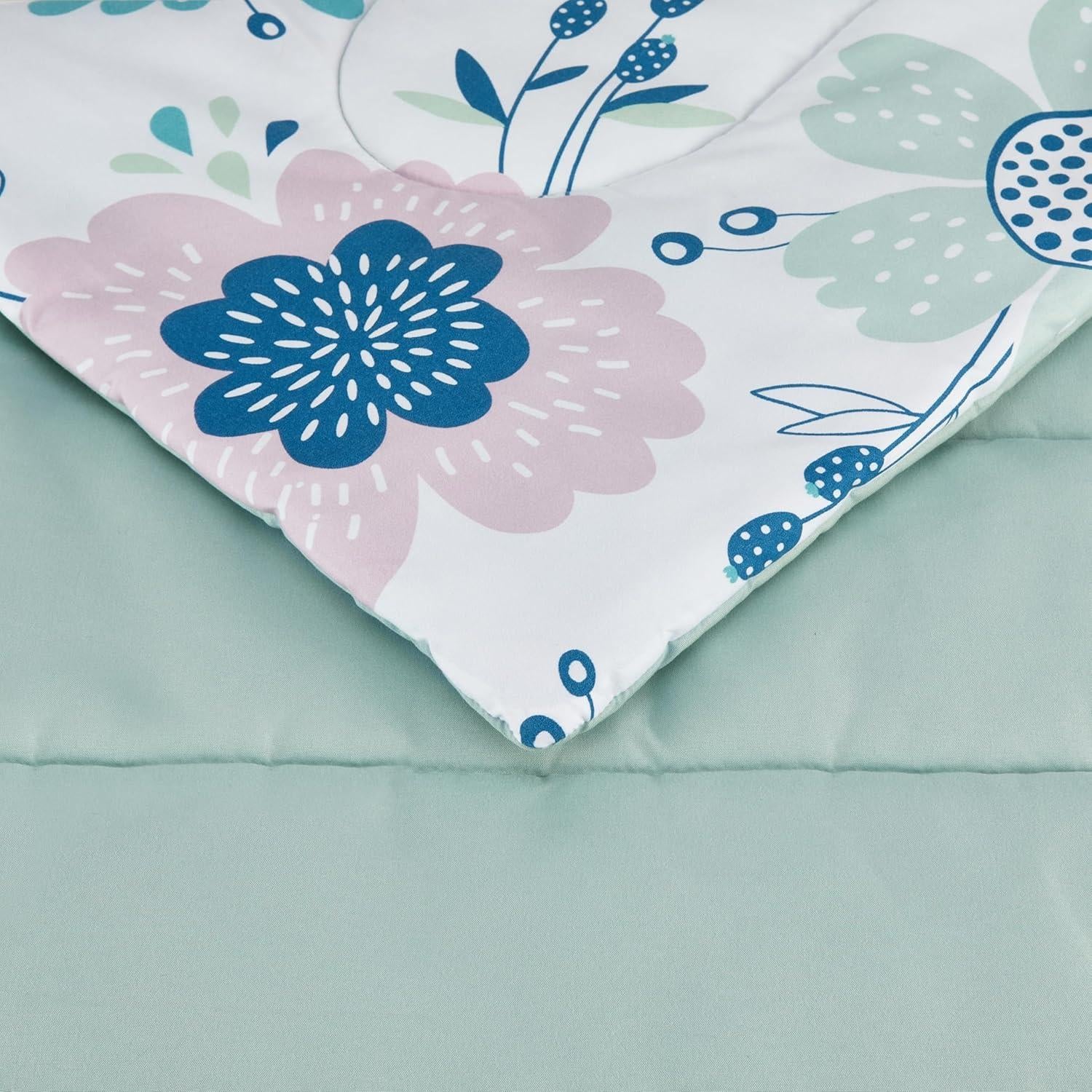 Juego de Edredón Individual Amazon Basics Floral Rosa Azulado