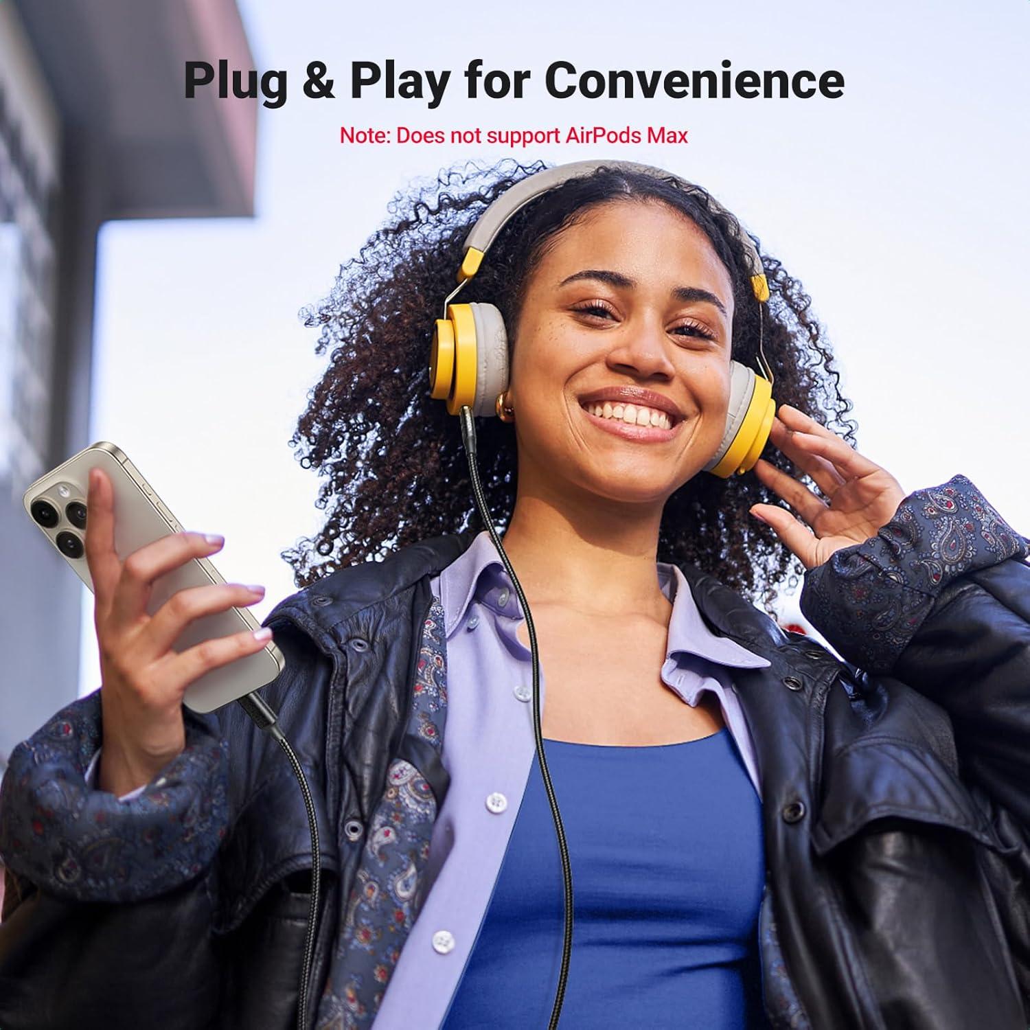 UGREEN Adaptador USB C a 3.5mm Audio Hi-Fi 1.0m Negro