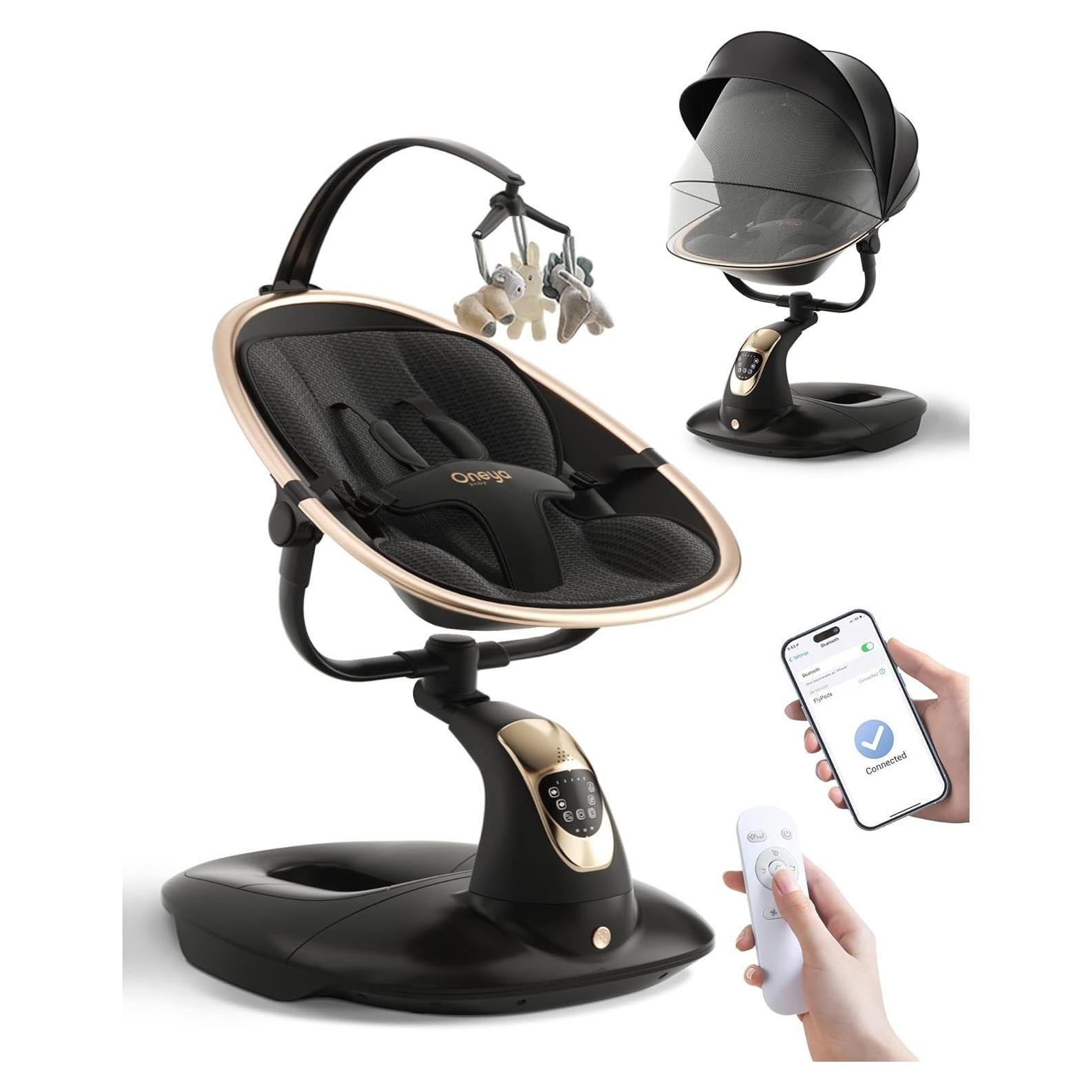 Columpio Eléctrico para Bebés Oneya 8002-B-3 Negro 9 kg