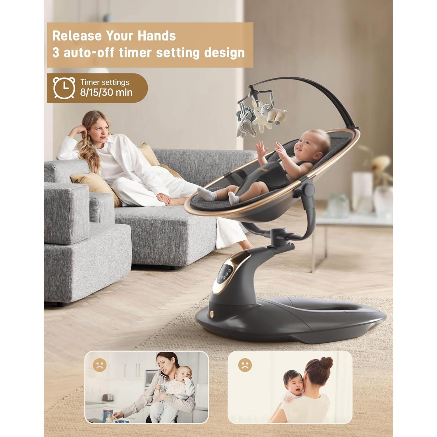 Columpio Eléctrico para Bebés Oneya 8002-B-3 Negro 9 kg