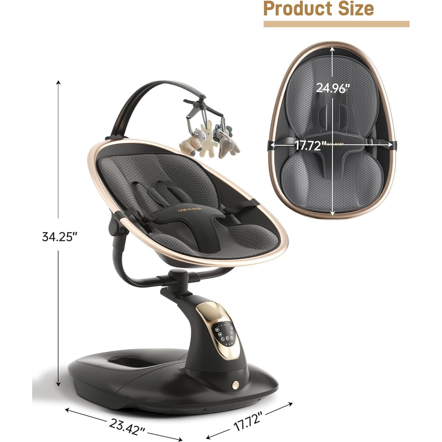 Columpio Eléctrico para Bebés Oneya 8002-B-3 Negro 9 kg