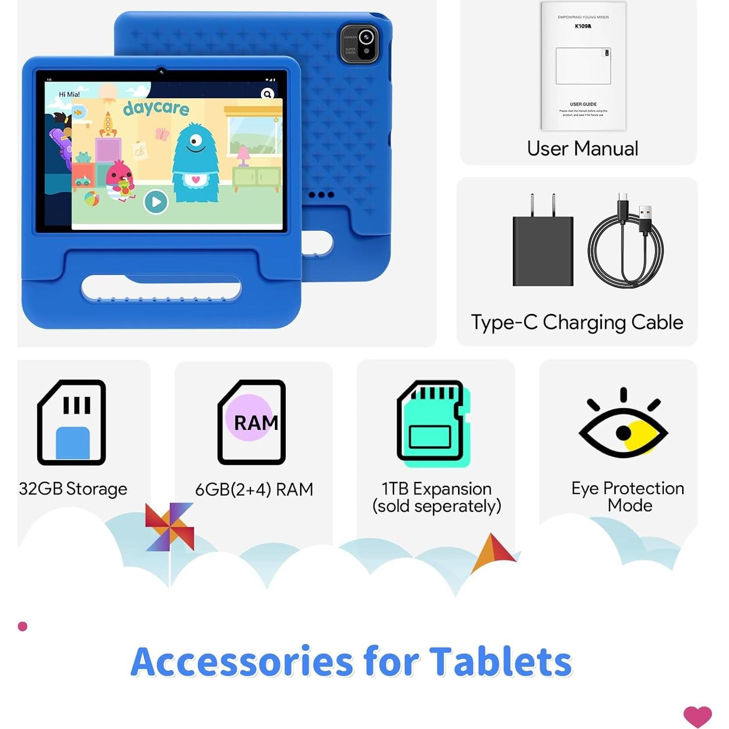 Tableta Infantil CFVOCUY 10.1" Octa-Core 8+64GB WiFi 6