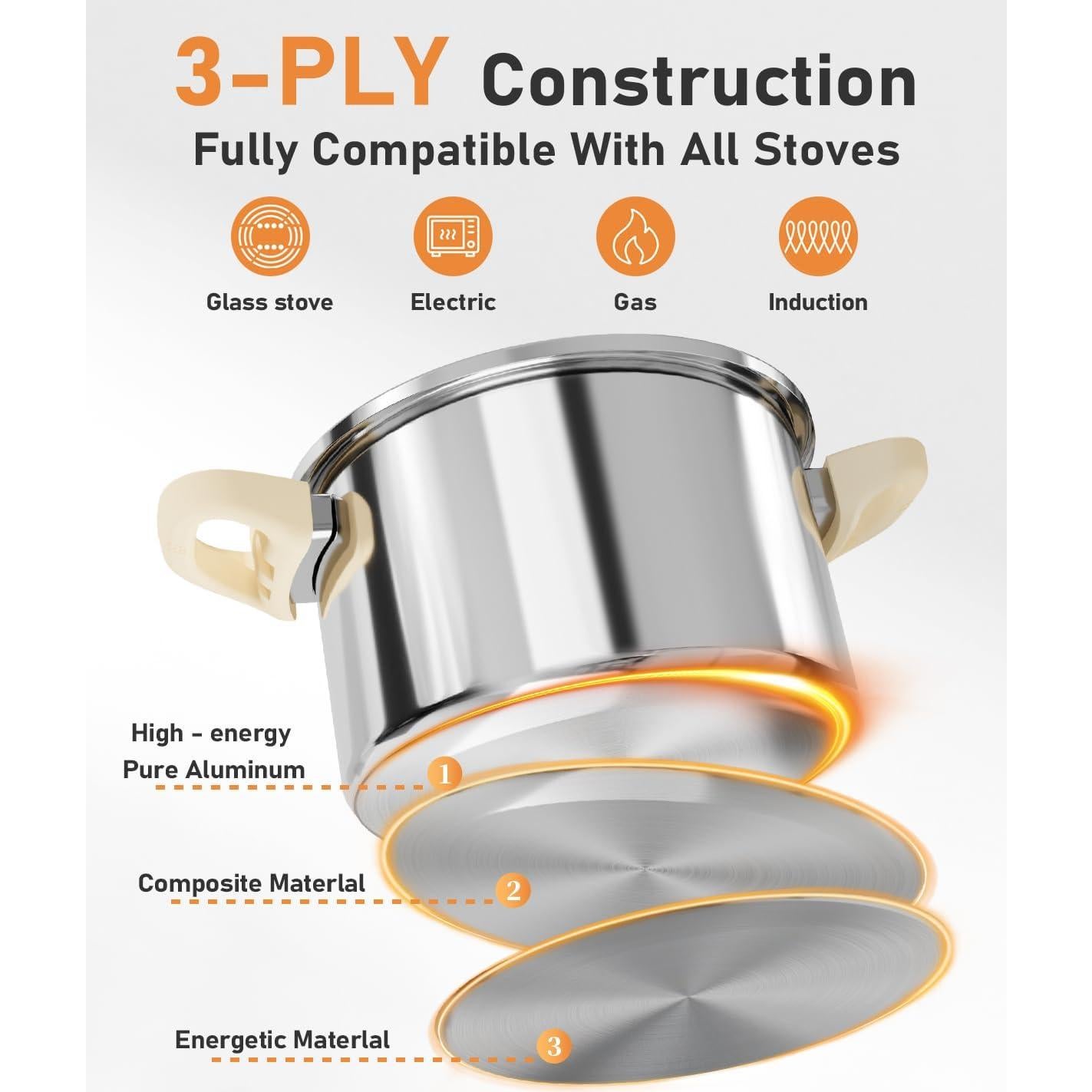 Olla de presión Abijan 9.5L Acero Inoxidable con Seguridad