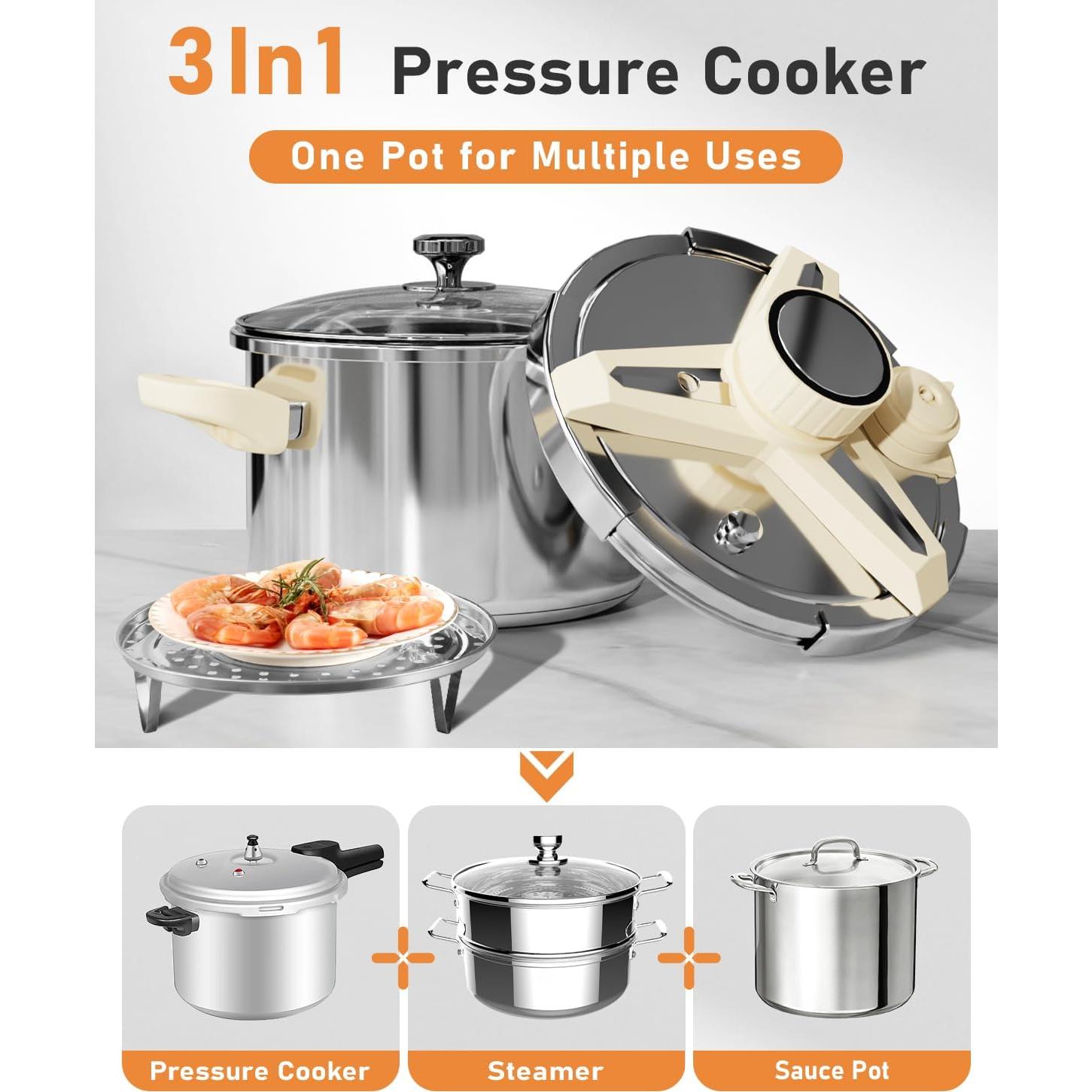 Olla de presión Abijan 9.5L Acero Inoxidable con Seguridad