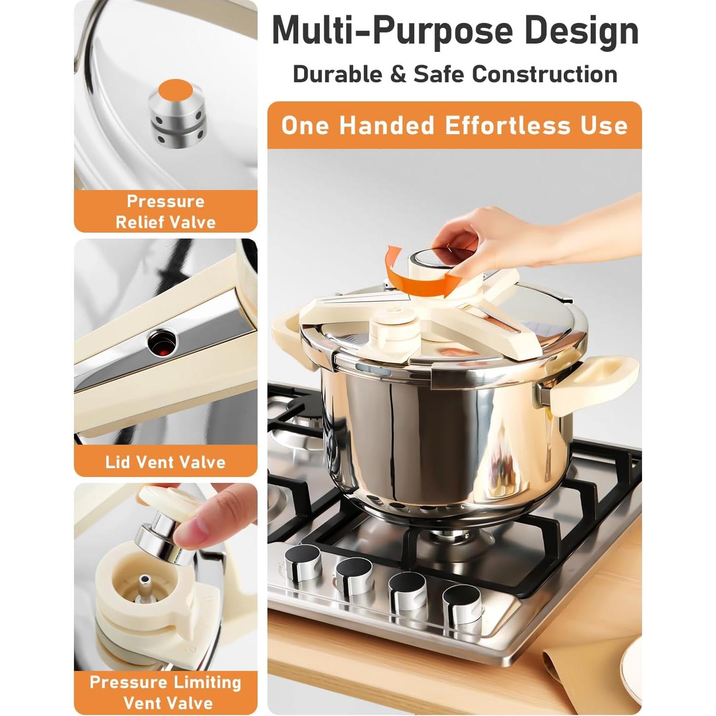 Olla de presión Abijan 9.5L Acero Inoxidable con Seguridad