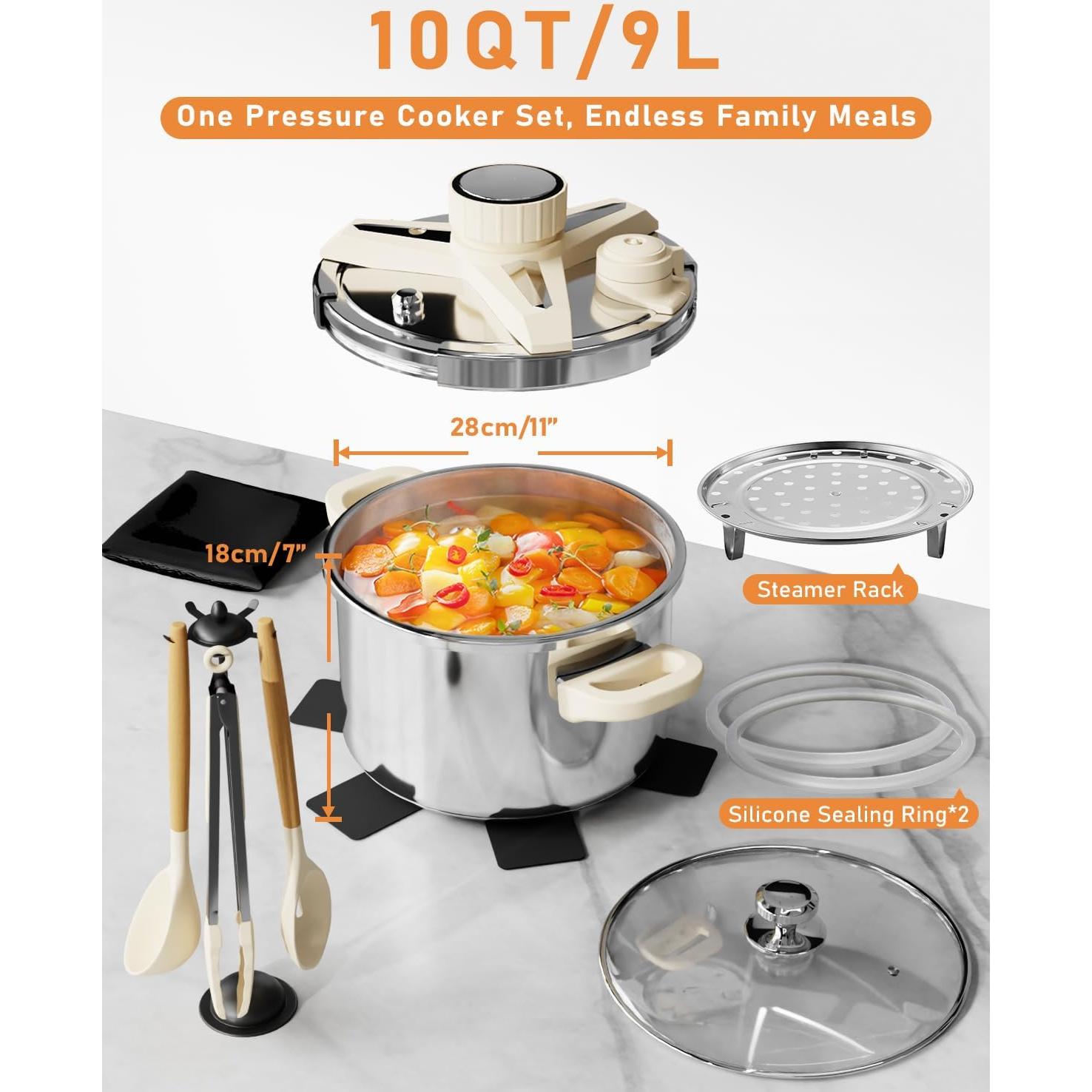 Olla de presión Abijan 9.5L Acero Inoxidable con Seguridad